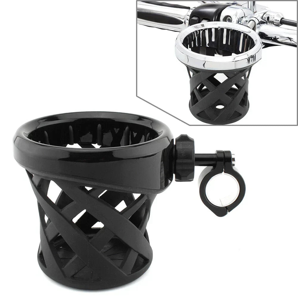Round Handlebar Cup Holder 7/8"-1" (22-25mm) - Black, Universal Fit