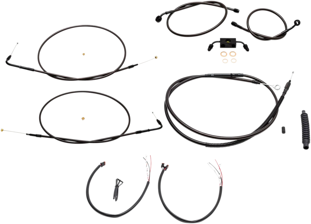 Complete Midnight Braided Cable Kit for LA Choppers (15"-17" Handlebars)