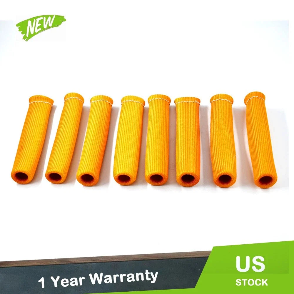 8X Orange Heat Shield Sleeve for Spark Plug Wires - Wire Protectors