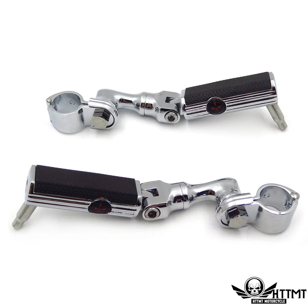 Chrome Gear Skull Footpeg Mount Kit for Defiance 1.25" Engine Guard (N/A)