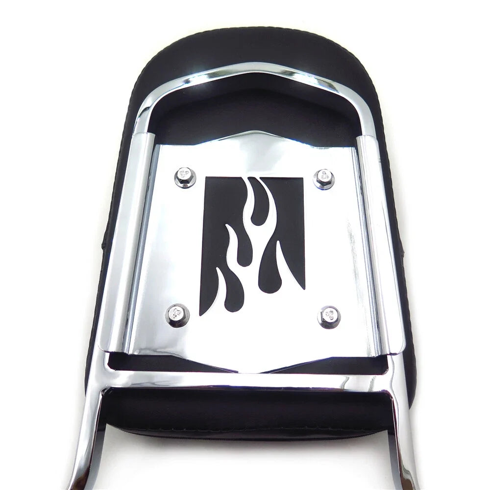Chrome Flame Backrest Sissy Bar Pad for Suzuki Boulevard C90/VL1500 (2001–2009)