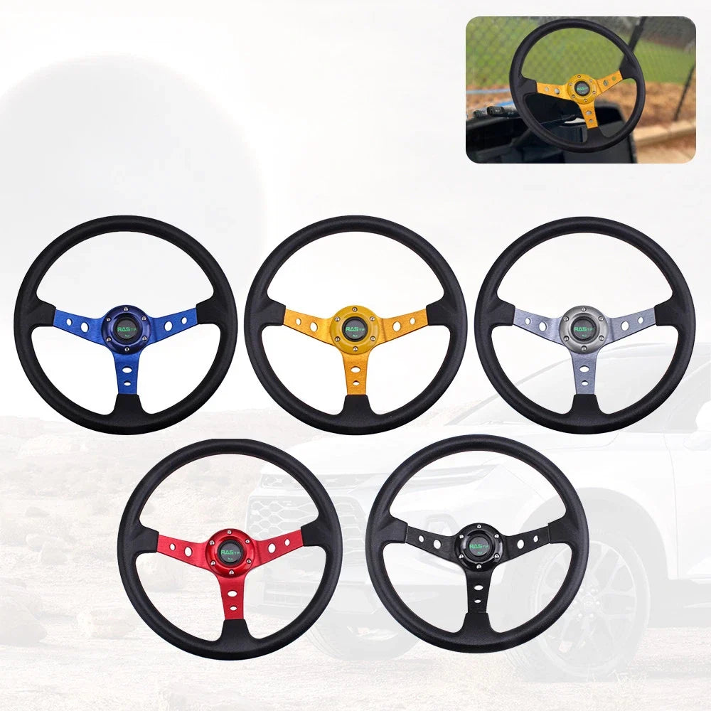14" Racing Steering Wheel for Universal Fit - Deep Dish 6 Bolt