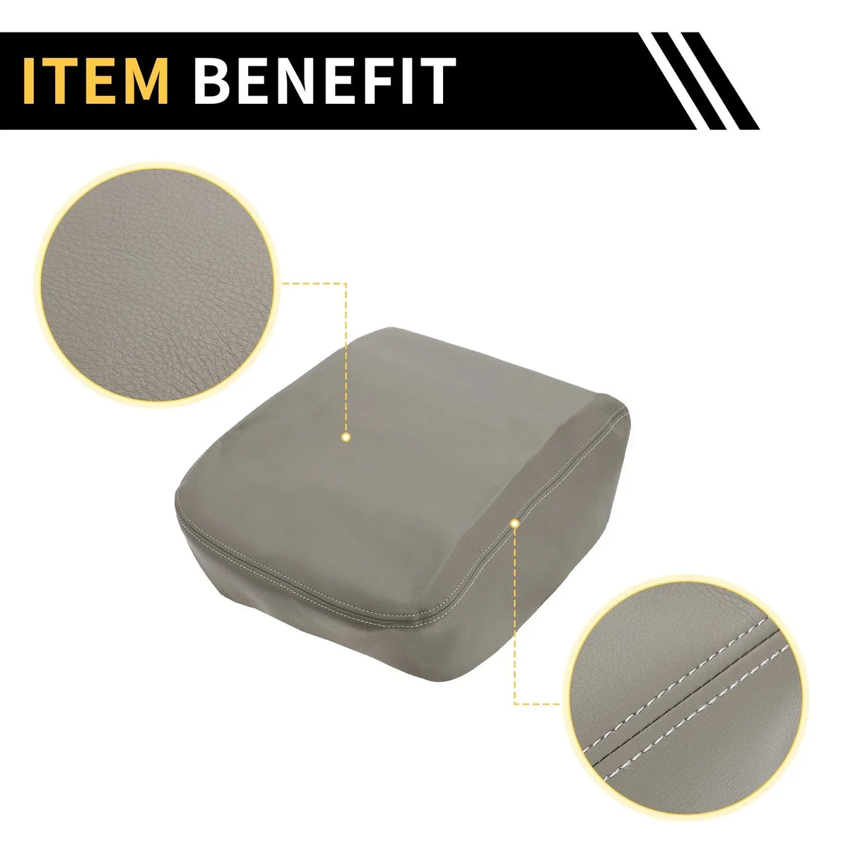Center Console Cover - Grey Microfiber Leather for Dodge Ram 1500 2002-2008