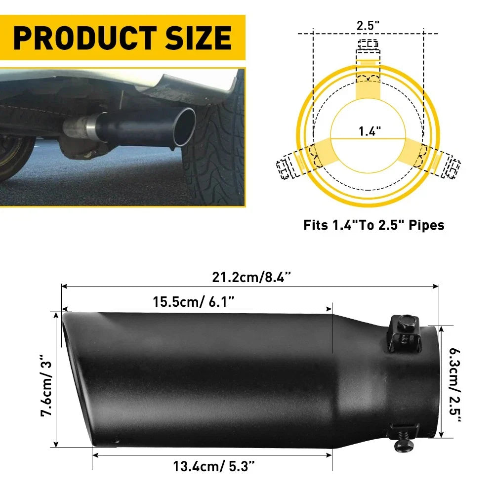 Exhaust Tail Pipe Muffler for Auto Car Accessories (Black Coated Stainless Steel)