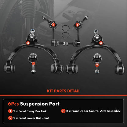 6-Piece Front Upper Control Arm Set for Ford Crown Victoria 1992-2011