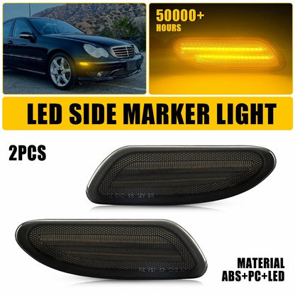 LED Front Marker Lights - Smoked Amber for Mercedes W203 C-Class (2001-2007)