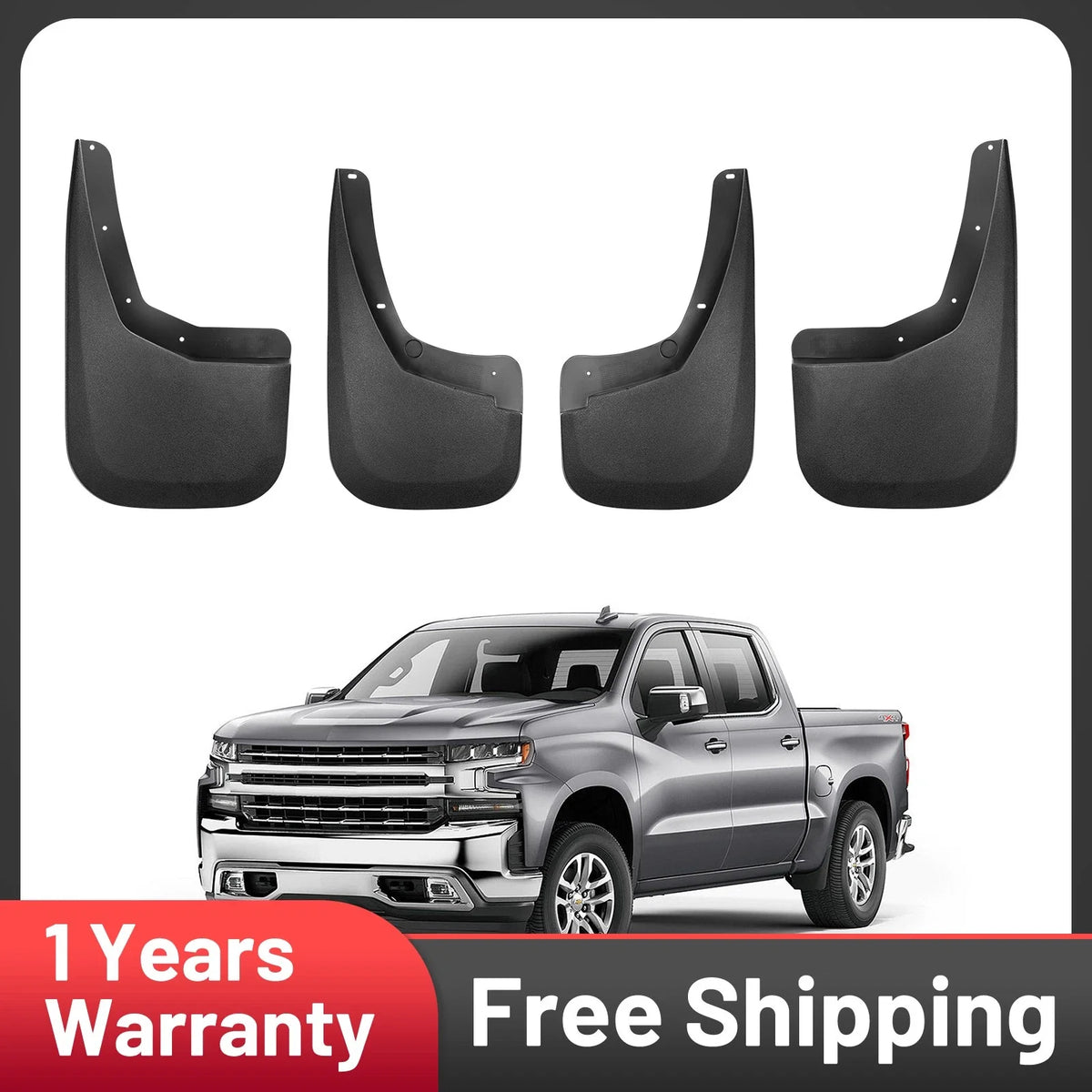 Splash Guards Mud Flaps for Chevy Silverado 1500 07-13 2500HD 3500 (4Pcs)
