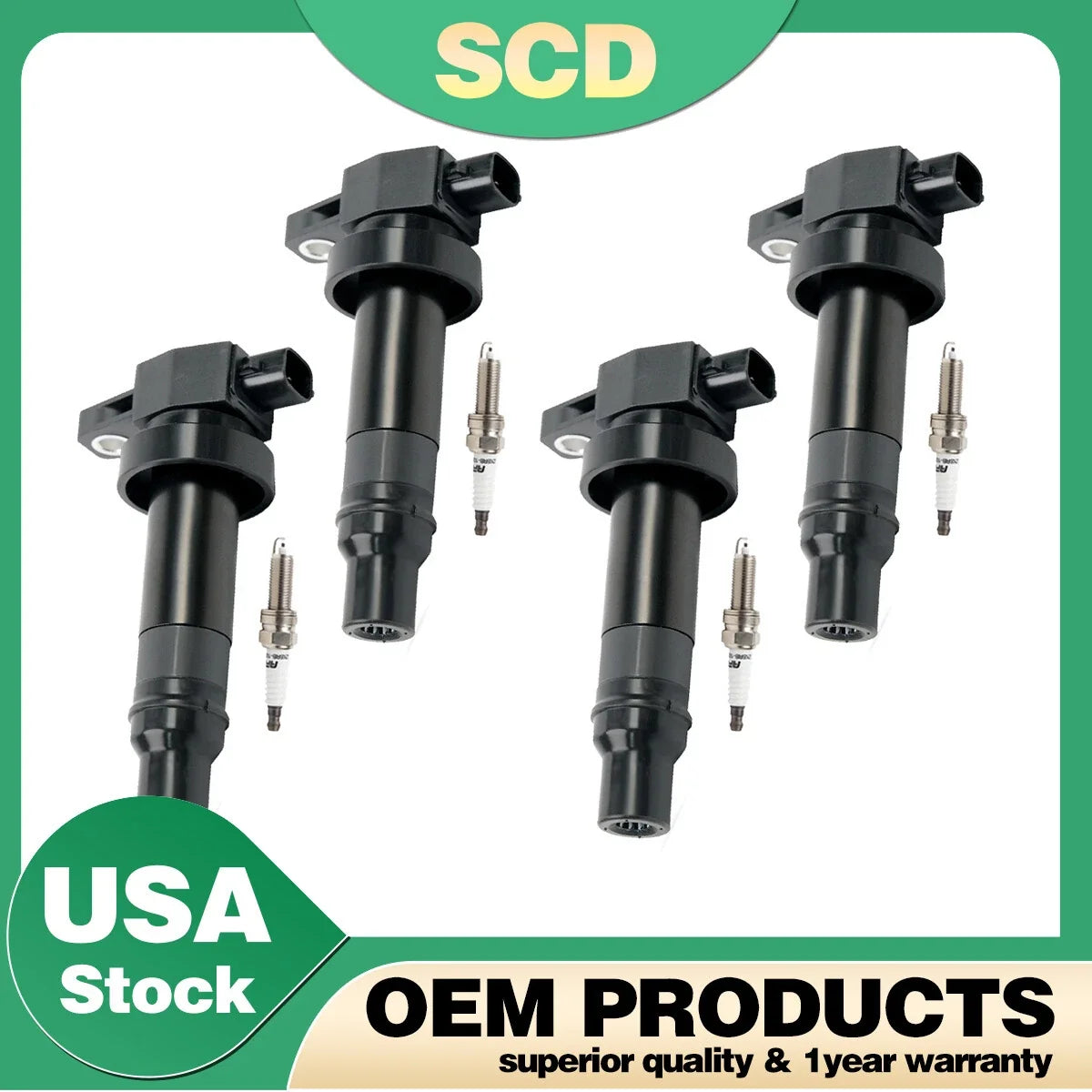 Set of 4 Spark Plugs & Ignition Coils for Kia Soul 2010-2011