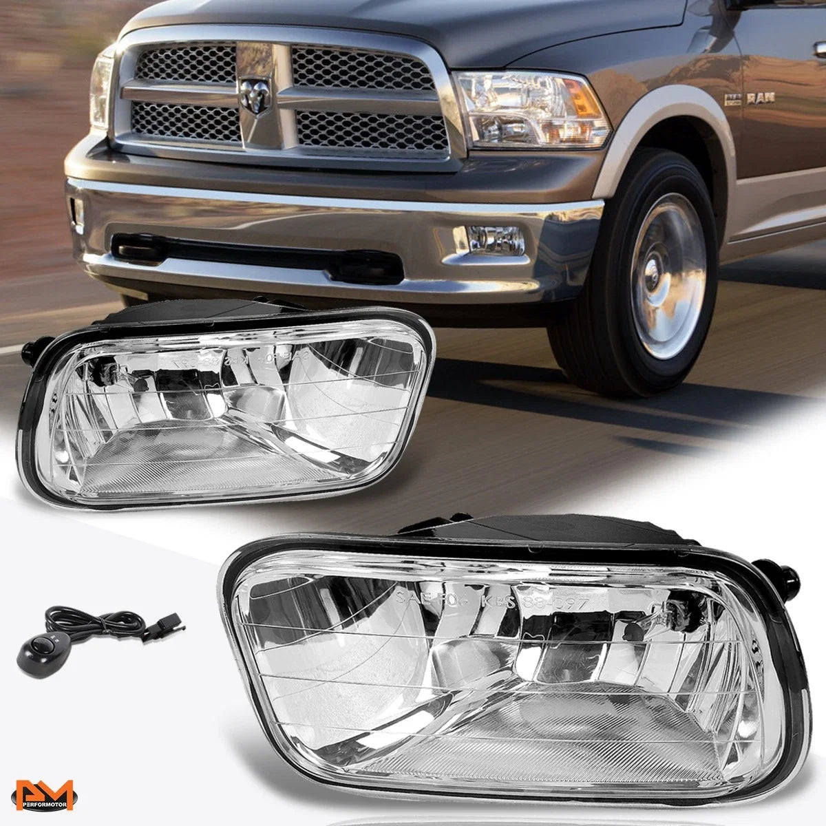 Front Fog Lights Clear Lens for 2009-2012 Ram Pickup Dodge