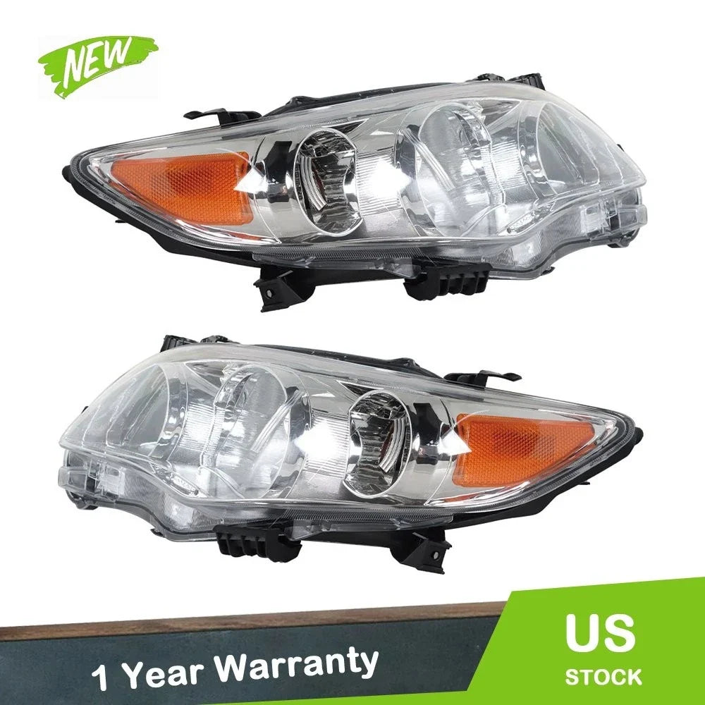 Projector Headlights Chrome Pair for 2011-2013 Toyota Corolla