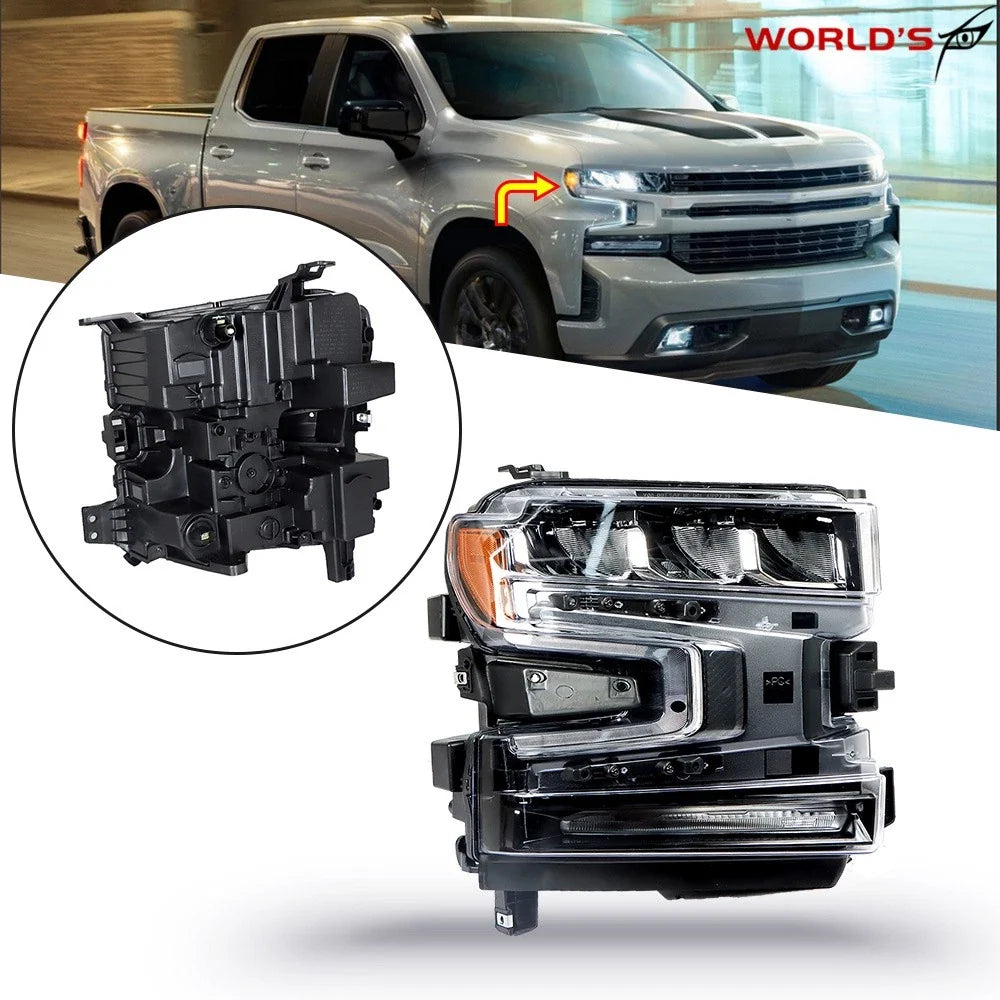 LED Headlight for Silverado 1500 (2019–2020) Black Housing Right Side