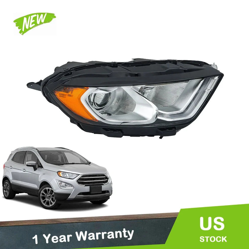 Headlight for Ford EcoSport (2018–2023) Right Chrome Halogen W/DRL
