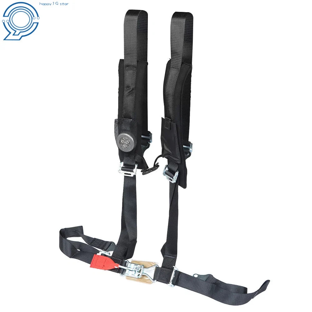 Set of 4 Black ATV/UTV Harness Seatbelts with Phone Pocket