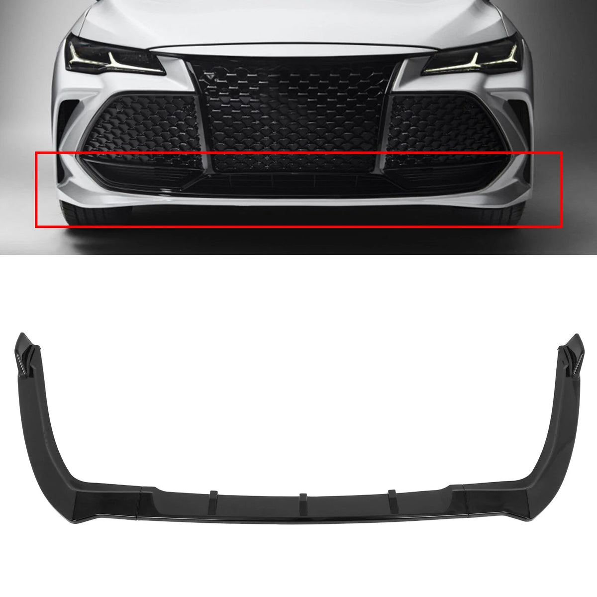 Front Bumper Lip Spoiler for Toyota Avalon (2019–2021) - Glossy Black