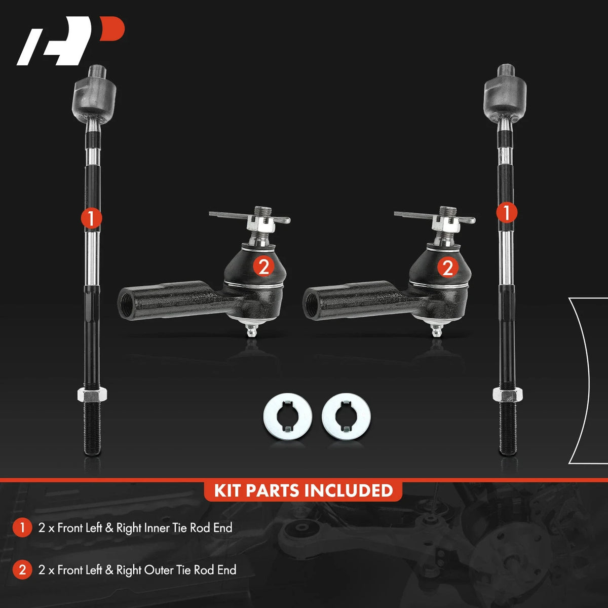 4-Piece Set of Front Tie Rods for Nissan Altima 2002-2004
