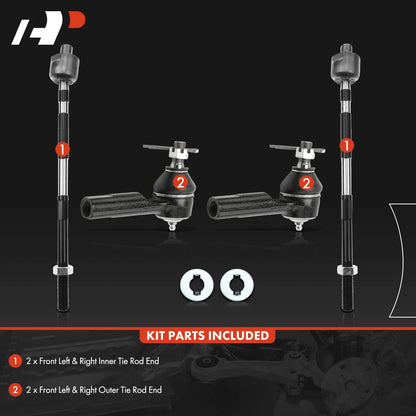4-Piece Set of Front Tie Rods for Nissan Altima 2002-2004