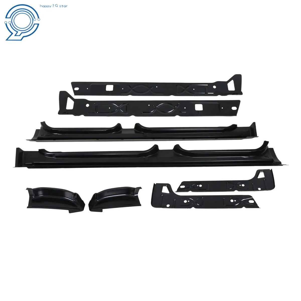 Set of 8 Black Rocker Panels for Silverado Sierra 1500 Crew Cab 1999-2007