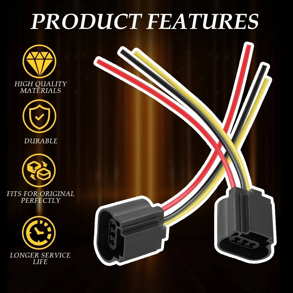 2X H13 9008 H13LL Socket Adapter Wiring Harness for Universal Applications