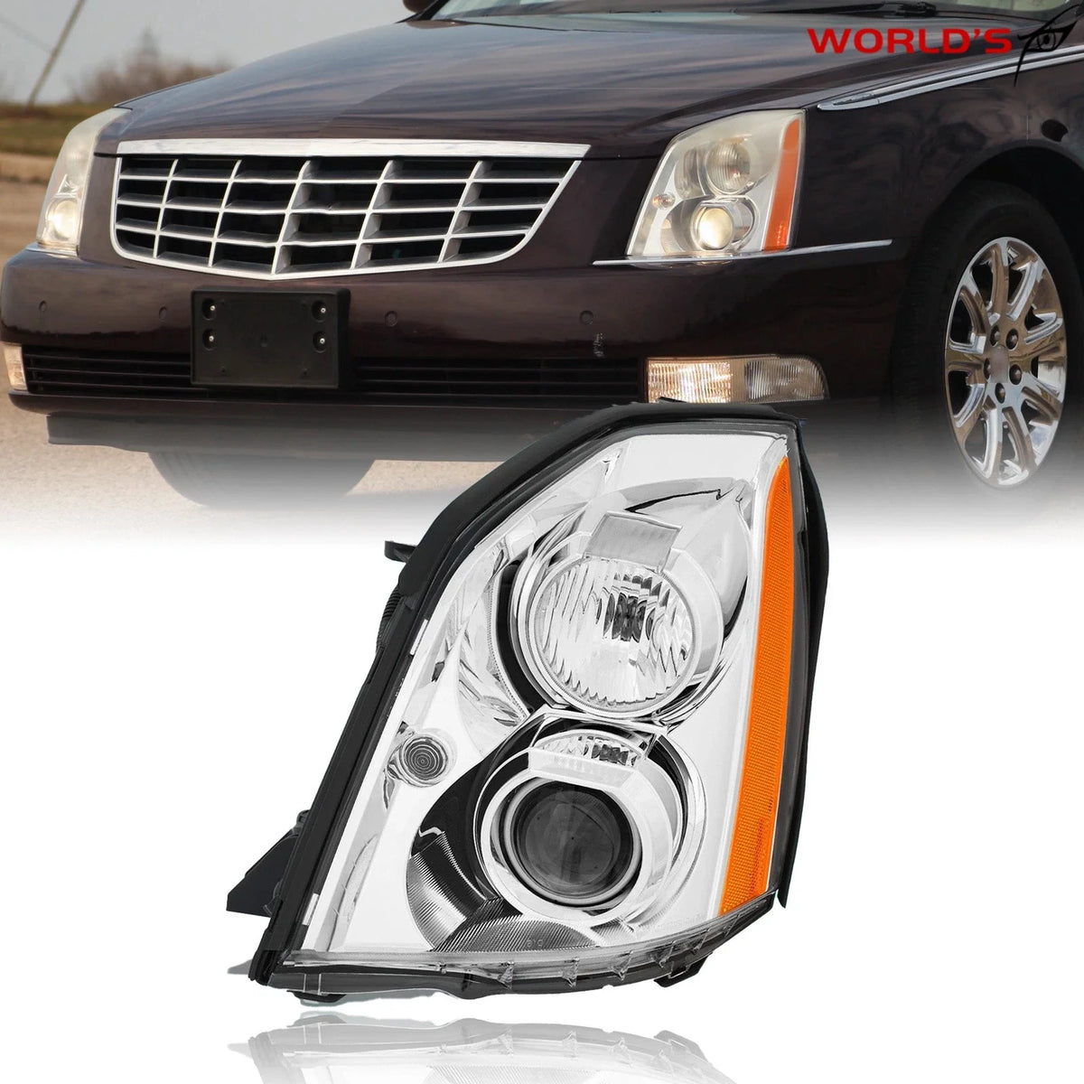 Driver Left Headlight for Cadillac DTS (2008–2011) HID Chrome Housing