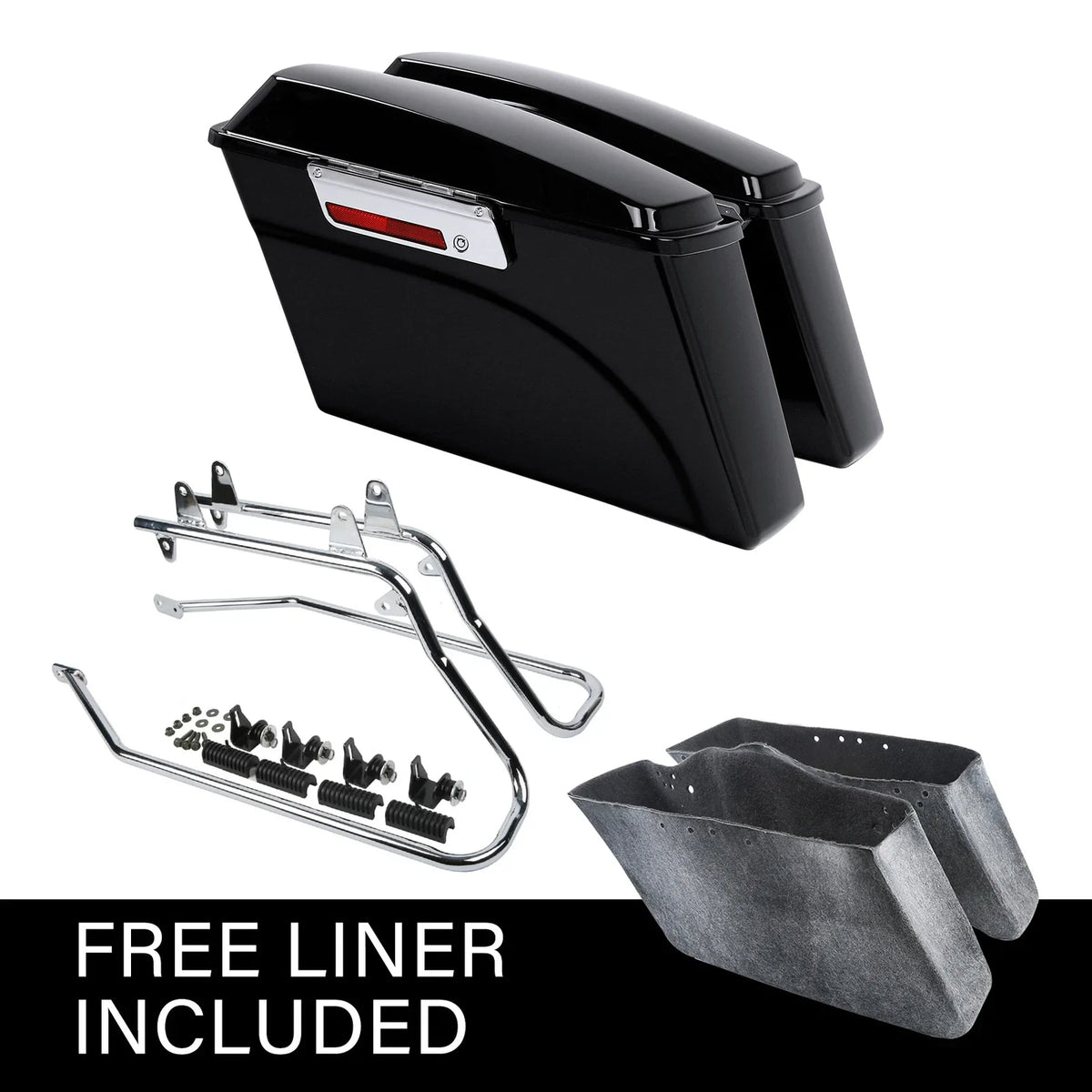 Saddle Bags with Chrome Brackets for Harley Softail Heritage Model
