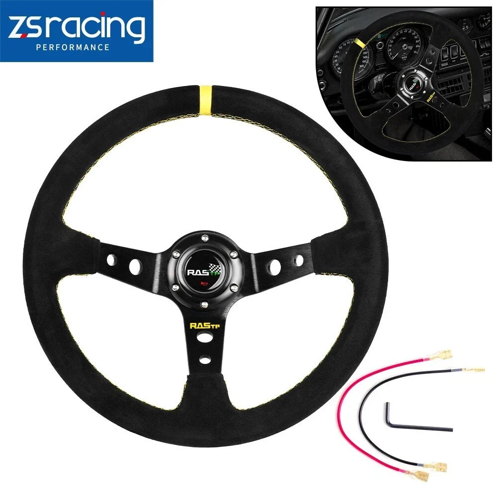 Universal Racing Steering Wheel for Custom Applications (Suede, Deep Dish)