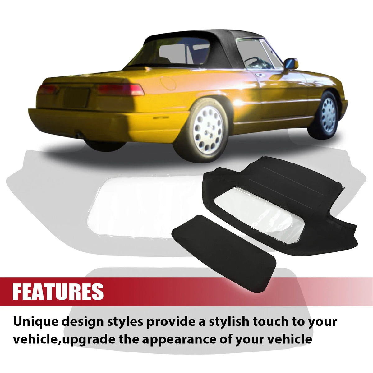 Soft Top with Plastic Window in Black Vinyl for Alfa Romeo Spider 1971-1994