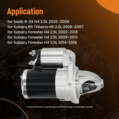 Starter Assembly for Saab 9-2X, Subaru Forester, Impreza (2003–2018)