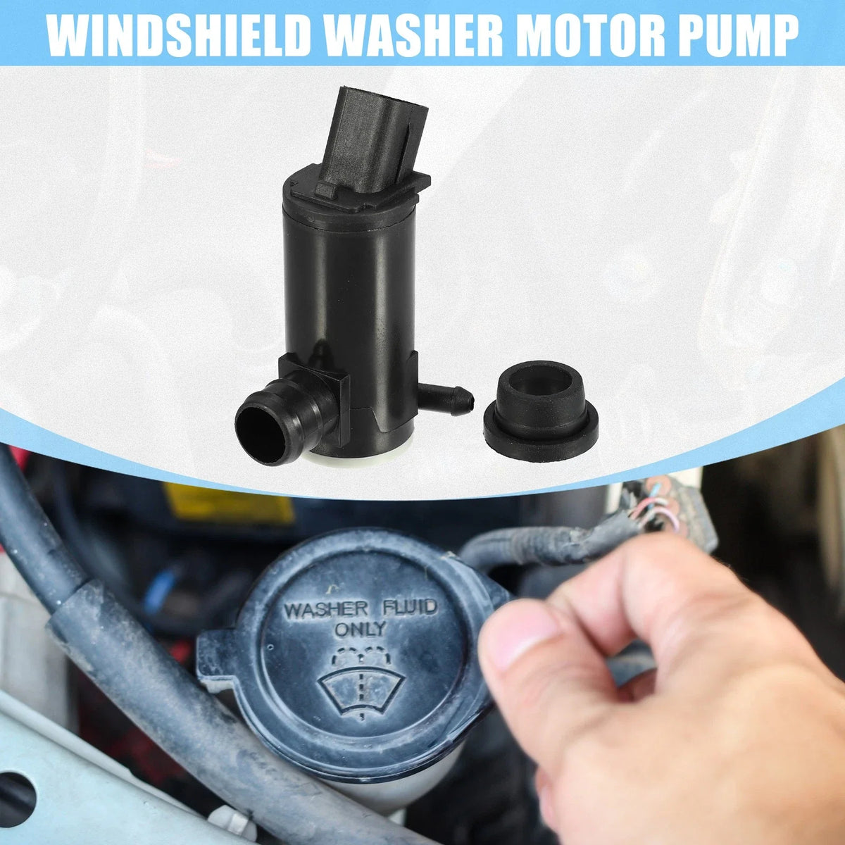 Windshield Washer Motor Pump for Kia K900 (2015–2018) 98510-2S000 Black