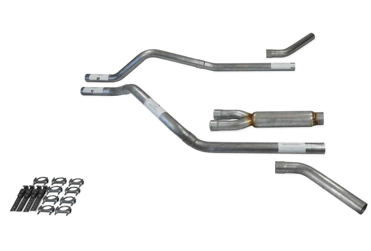 Dual Exhaust Kit - Corner Exit with 2.5" Glasspack for GMC Jimmy 1995-1999