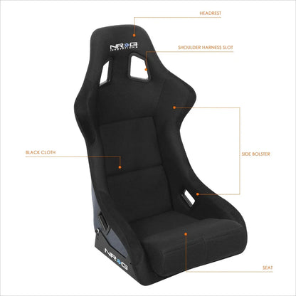 Universal Fit Bucket Racing Seat - NRG RSC-302CF-BL, Carbon Fiber, Blue