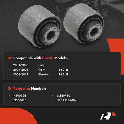 Rear Upper Outer Control Arm Bushings (2X) for Honda Civic CR-V 01-05