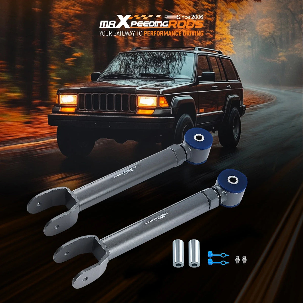Set of 2 Heavy Duty Front Upper Adjustable Control Arms for Jeep Wrangler TJ (1997–2006)