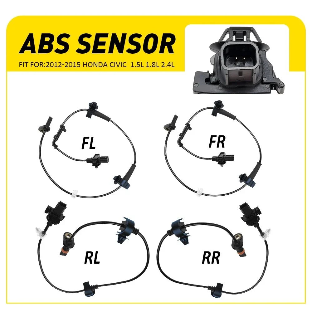 Set of 4 ABS Wheel Speed Sensors for Honda Civic (2012–2015)