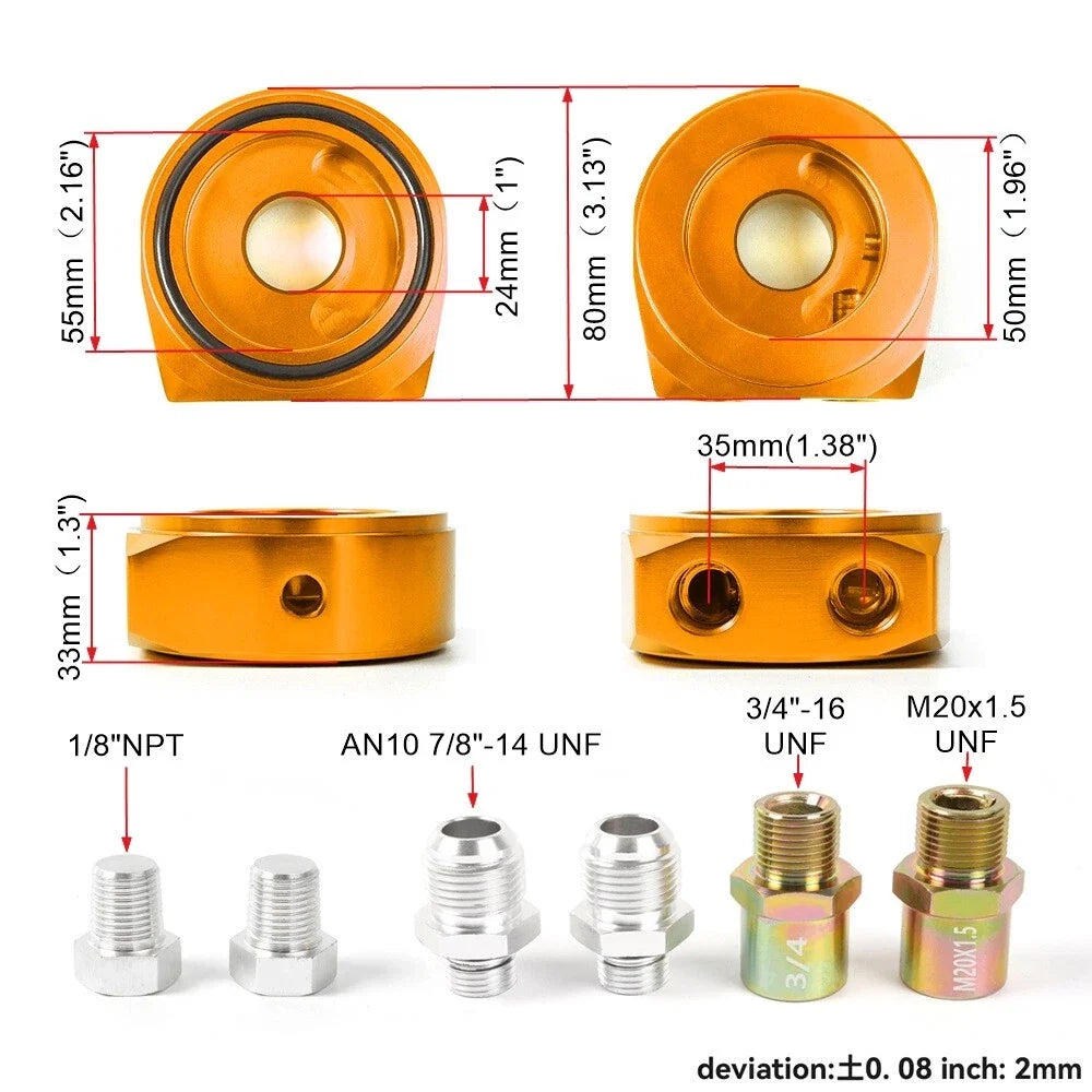 Oil Filter Cooler Sandwich AN10 Block Adapter for Universal Applications