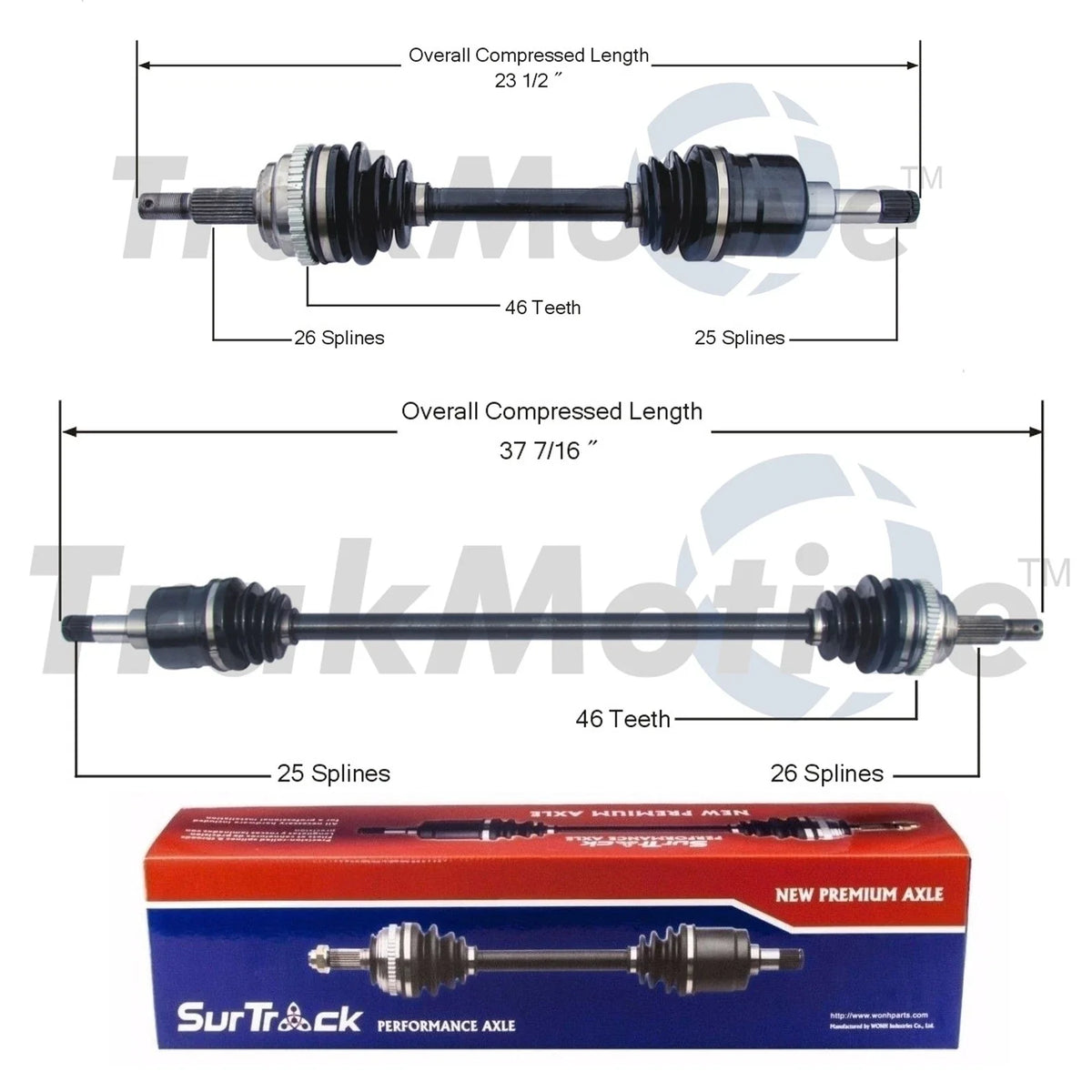 Set of 2 Front CV Axle Shafts for Dodge Neon, Chrysler PT Cruiser (2000–2010)