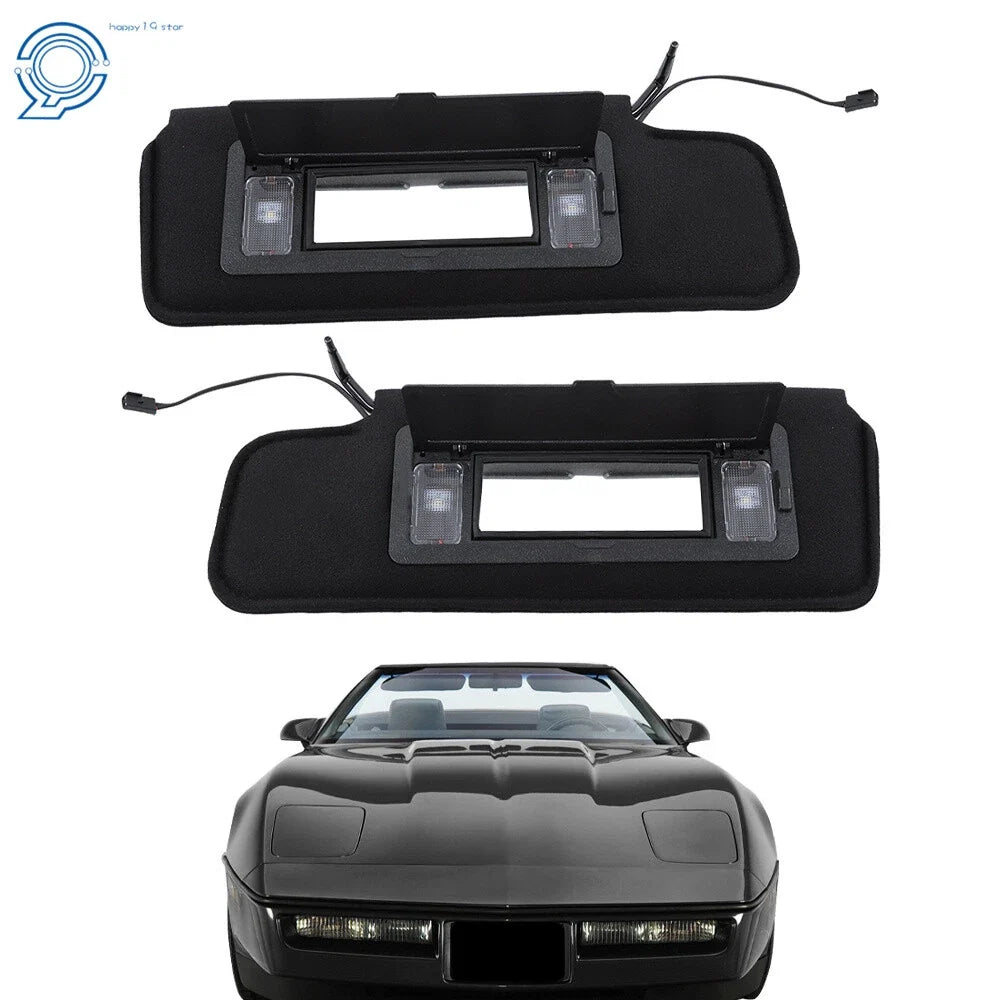 Sunvisor Pair for Chevy Corvette C4 (1984–1996) with Vanity Mirror & LED Light