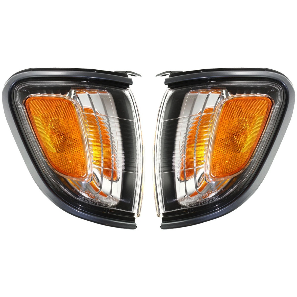 Set of 2 Corner Lights for Toyota Tacoma (2001–2004) w/ Bulbs, Gray Trim