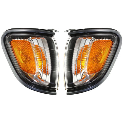 Set of 2 Corner Lights for Toyota Tacoma (2001–2004) w/ Bulbs, Gray Trim