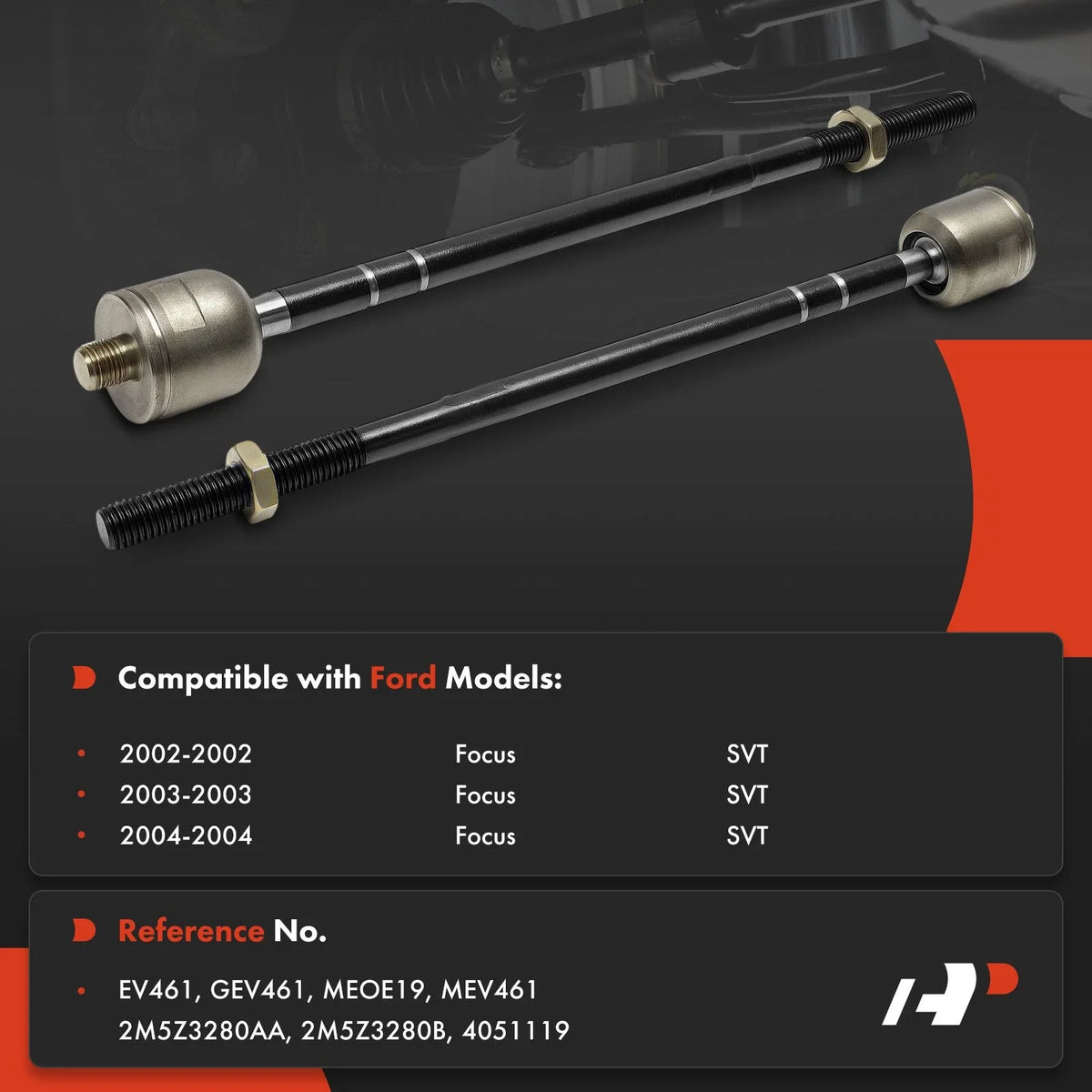 Front Inner Tie Rod Ends (2 Pack) for Ford Focus SVT 2002-2004
