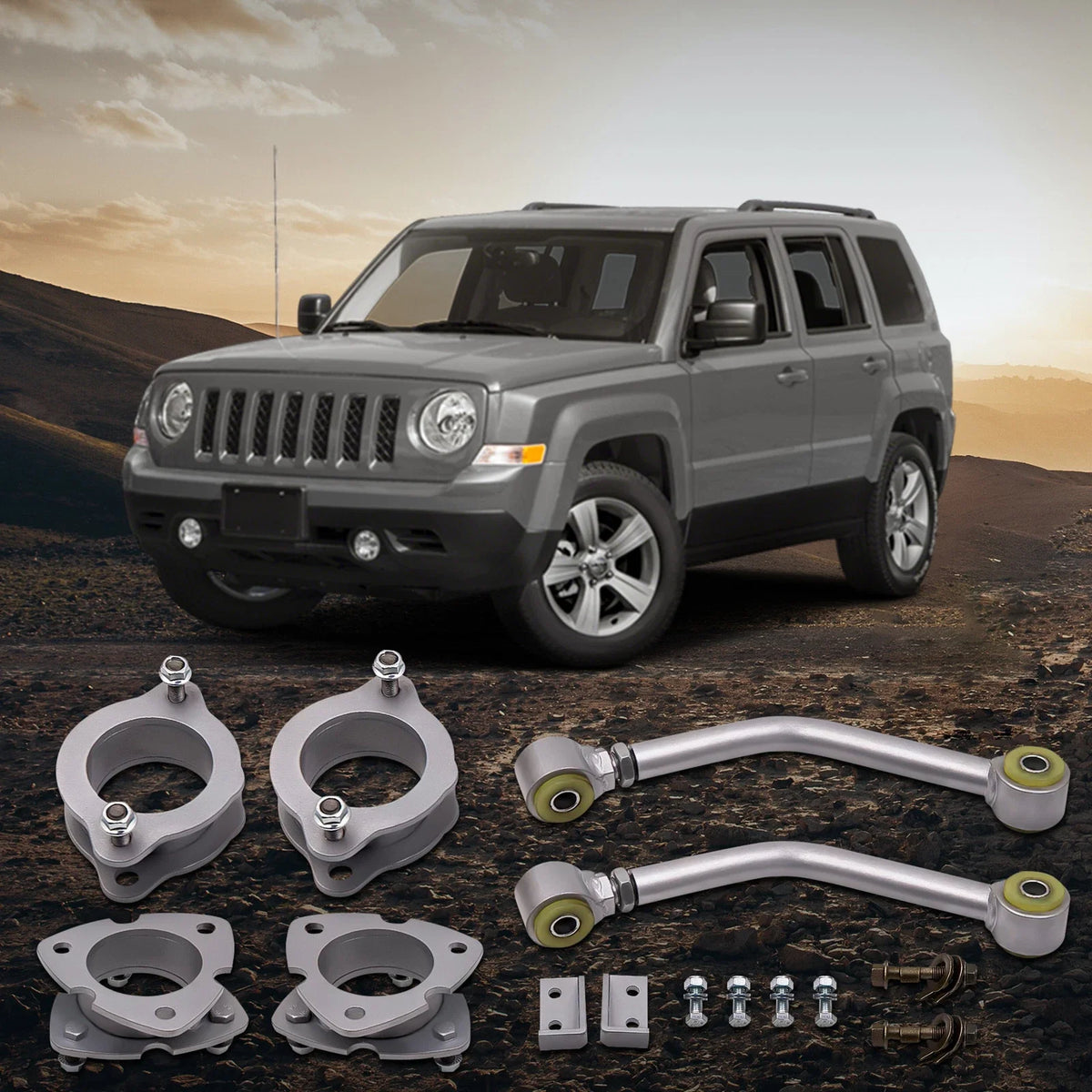2" Lift Kit with Alignment Control Arms for Jeep Patriot Compass (2007–2017)