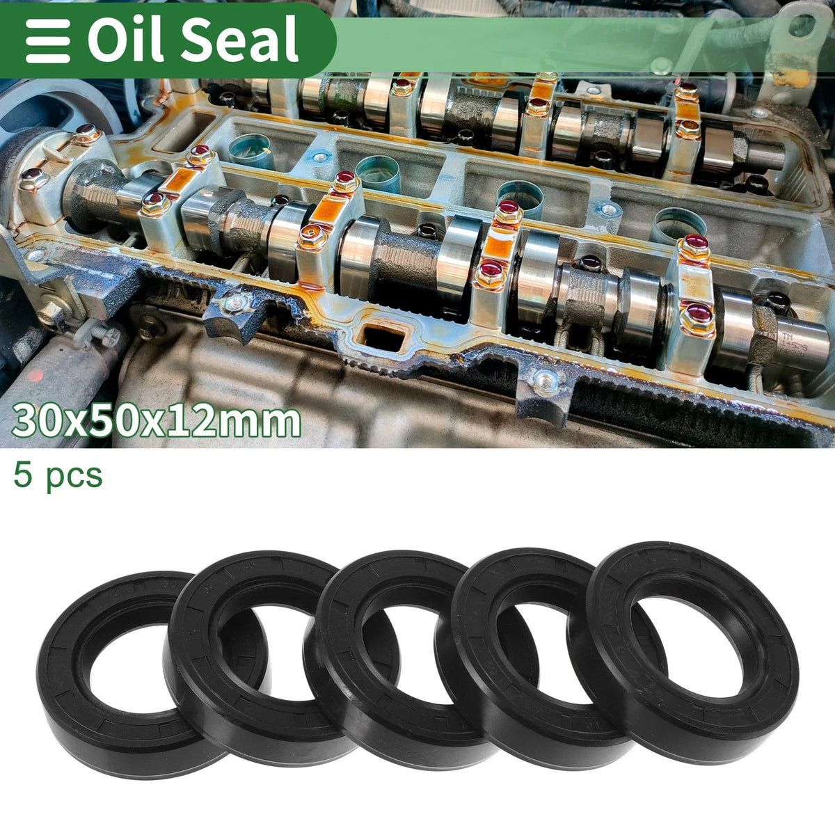 Set of 5 Oil Seal Rotary Shaft Seal NBR Rubber 30x50x12mm