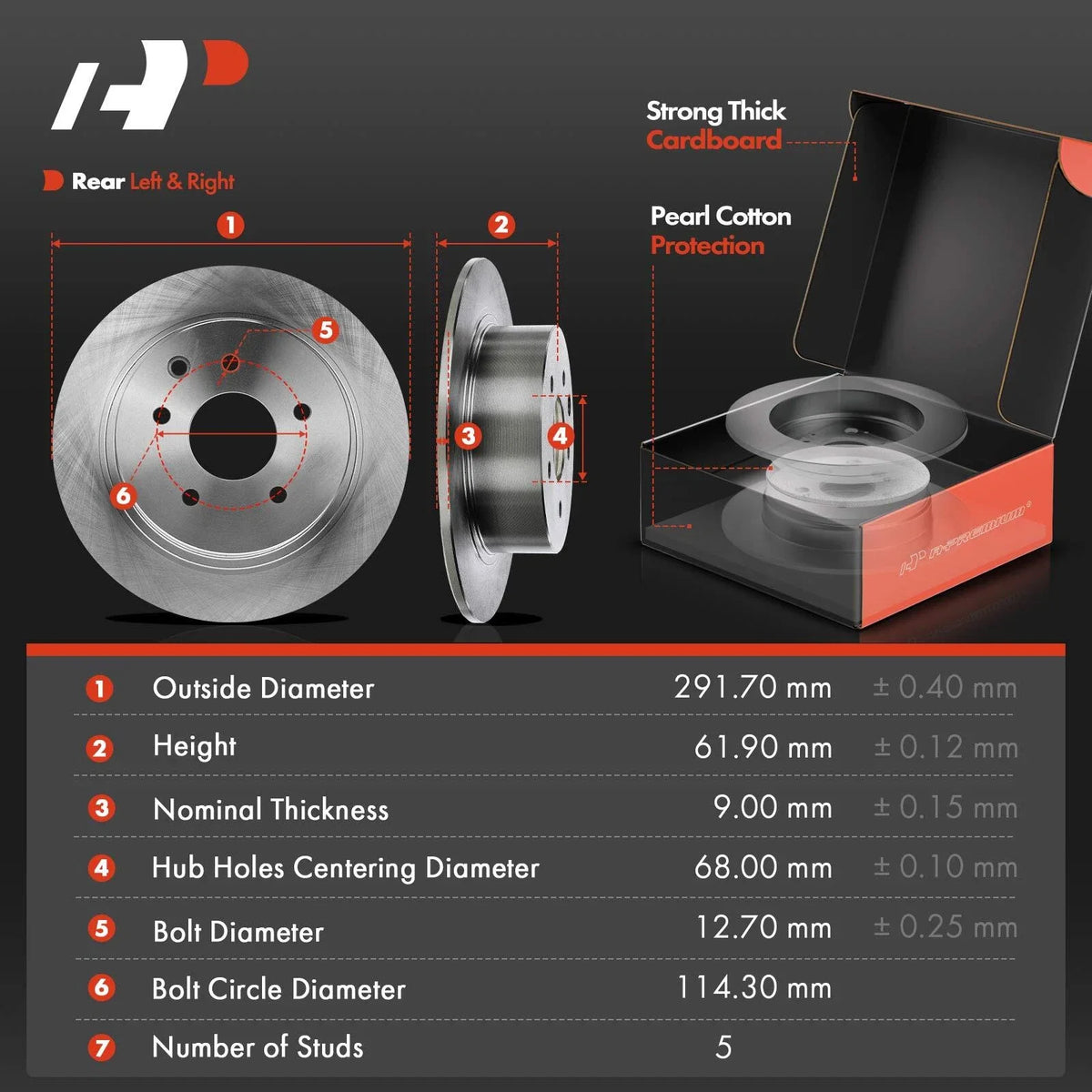 Wheel Hub Bearing with Rear Brake Rotors & Pads for Nissan Sentra 2013-2019