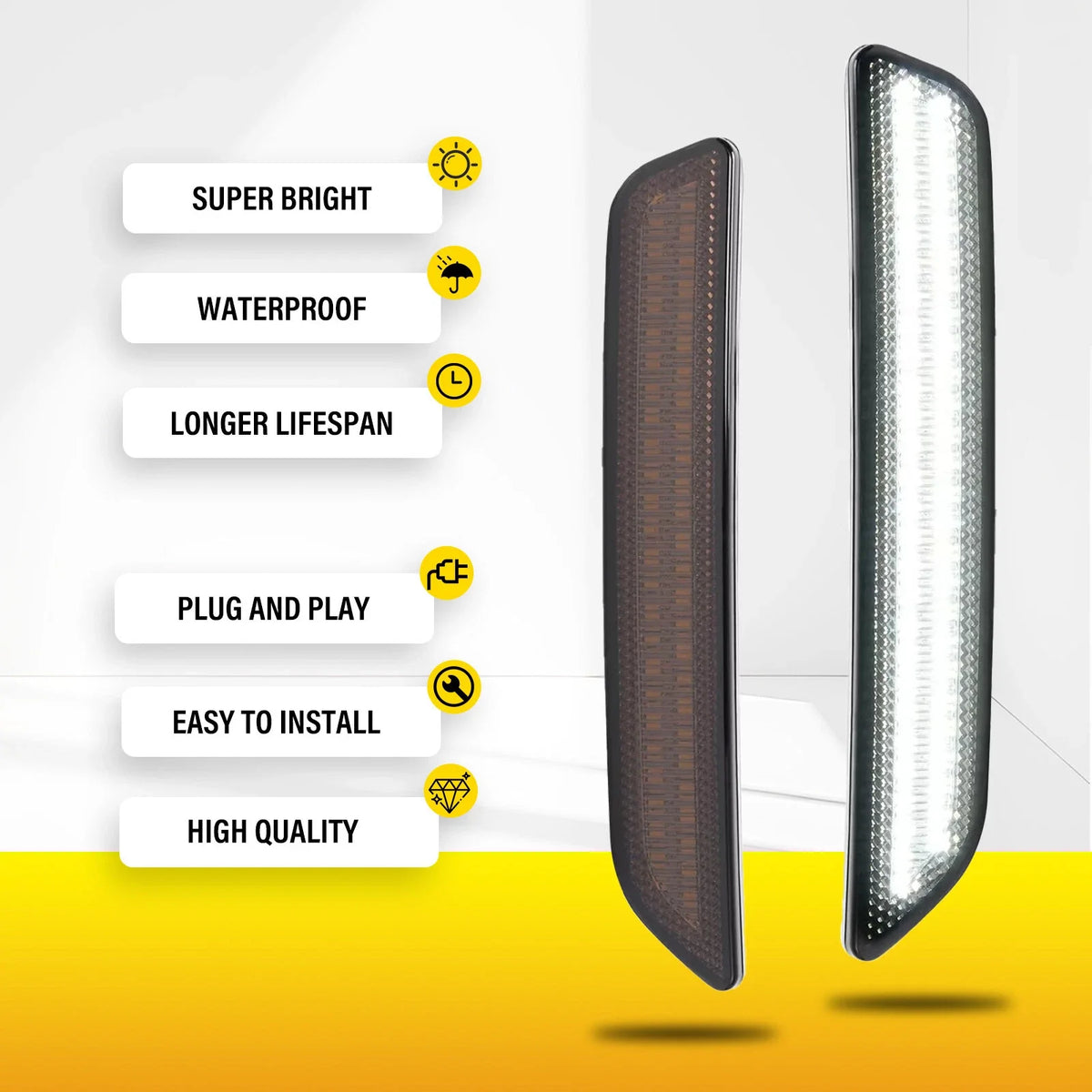 Smoke LED Side Marker Lights Set of 4 for 2010-2014 Ford Mustang