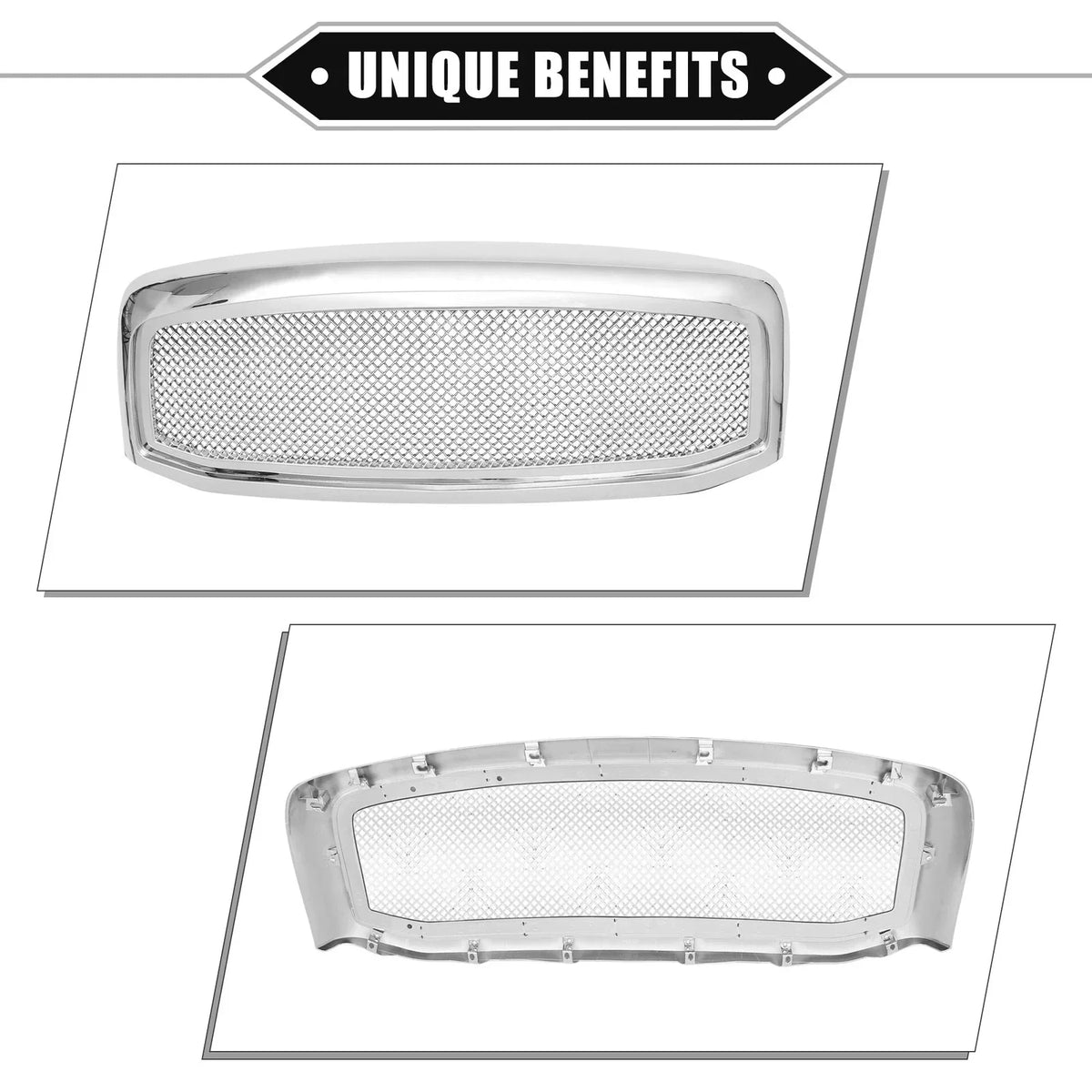 Chrome Silver Front Grille Assembly for 2006-2009 Dodge Ram 3500