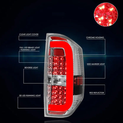 Tail Light 3D LED Tube Bar - Chrome Fit for Tundra 2014–2021