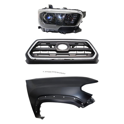 Headlight Kit for Toyota Tacoma (2017) Right Side Assembly w/ Wheel Arch Trim