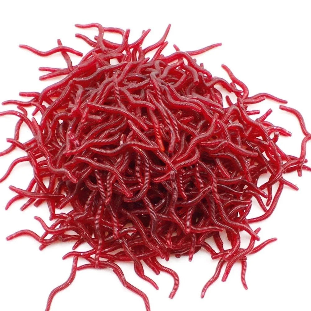 3.5 Inch Red Soft Earthworm Lures for Bass Fishing (Freshwater/Saltwater)