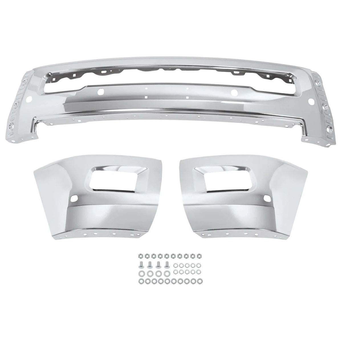 Chrome Front Bumper with Fog Lamps & Sensors (2010-2018) for RAM 2500 3500