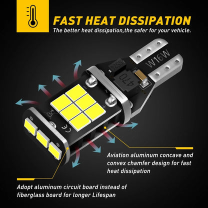 T15 921 912 LED Reverse Light Bulbs W16W (6000K) - AUXITO