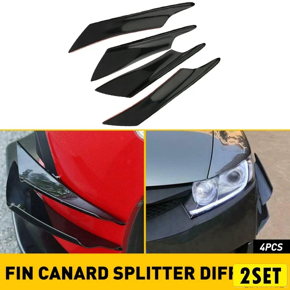 8PCS Bumper Splitter Canard Valence Diffuser Lip for EV
